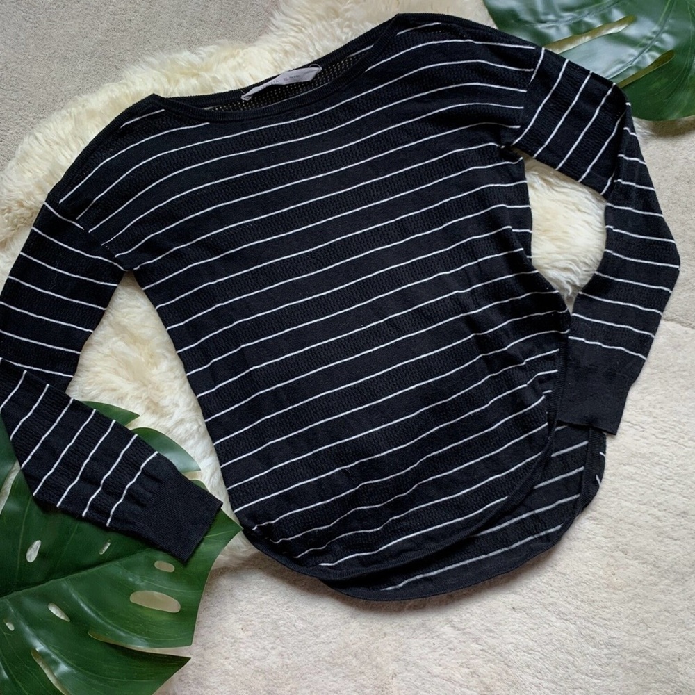 Small Athleta Black + White Stripe Sweater